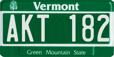 VT license plate AKT182