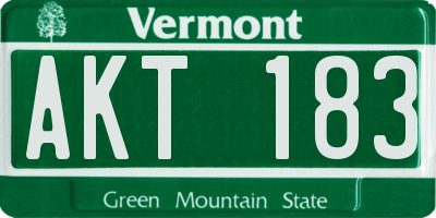 VT license plate AKT183