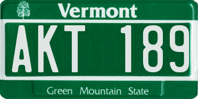 VT license plate AKT189
