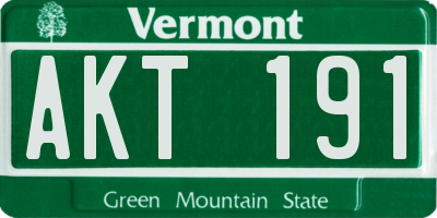 VT license plate AKT191