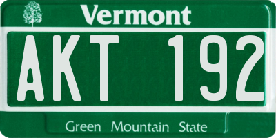 VT license plate AKT192