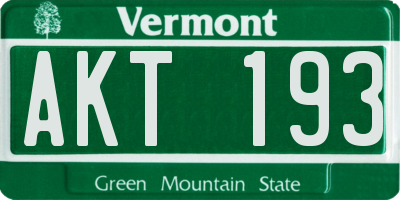 VT license plate AKT193