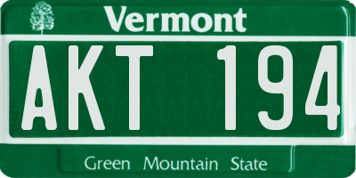 VT license plate AKT194
