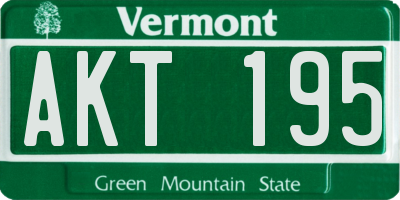 VT license plate AKT195