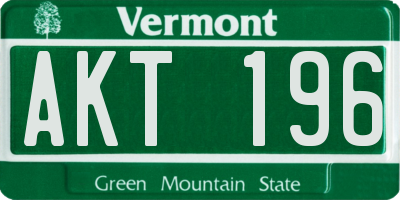 VT license plate AKT196