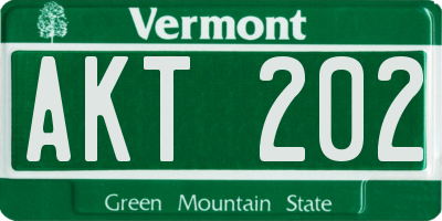VT license plate AKT202