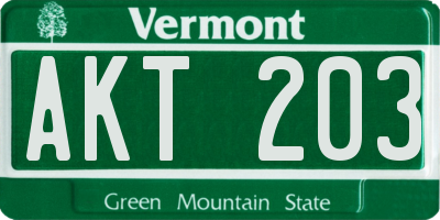VT license plate AKT203