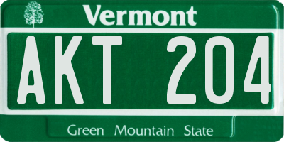 VT license plate AKT204