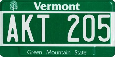 VT license plate AKT205