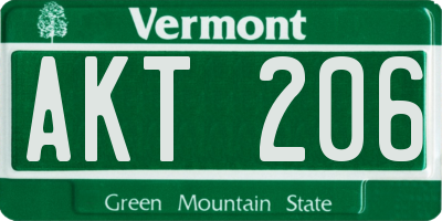 VT license plate AKT206