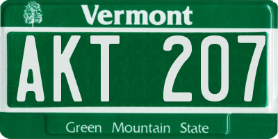 VT license plate AKT207