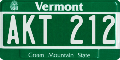 VT license plate AKT212