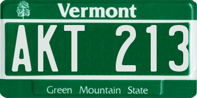 VT license plate AKT213