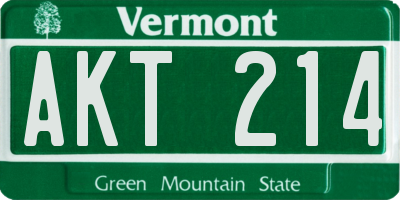 VT license plate AKT214