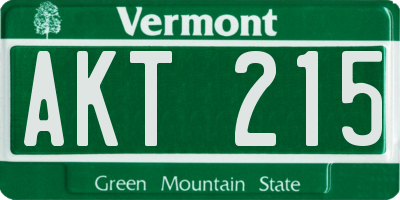 VT license plate AKT215