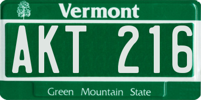 VT license plate AKT216