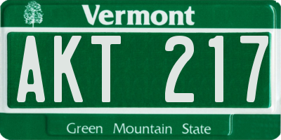 VT license plate AKT217