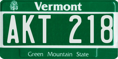 VT license plate AKT218