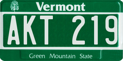 VT license plate AKT219