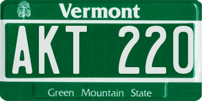 VT license plate AKT220