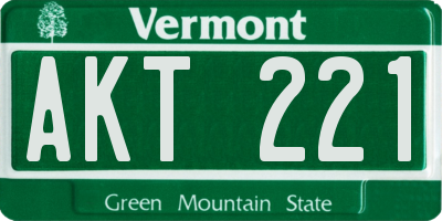 VT license plate AKT221
