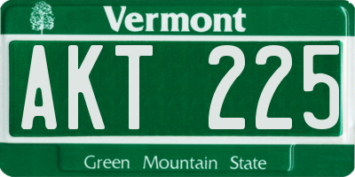 VT license plate AKT225