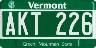 VT license plate AKT226
