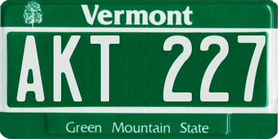 VT license plate AKT227