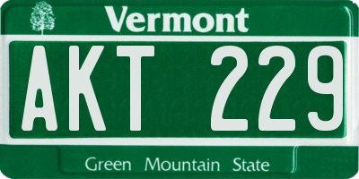 VT license plate AKT229