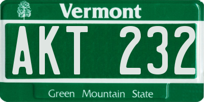 VT license plate AKT232