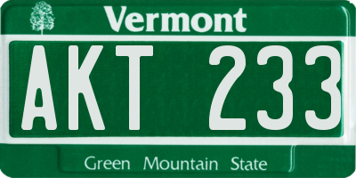 VT license plate AKT233
