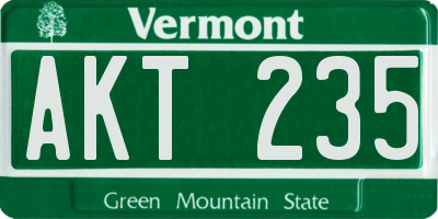 VT license plate AKT235