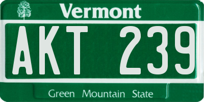 VT license plate AKT239