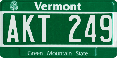 VT license plate AKT249