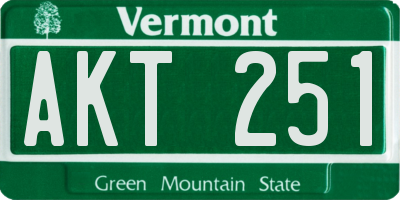 VT license plate AKT251