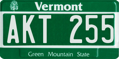 VT license plate AKT255