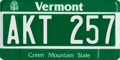 VT license plate AKT257