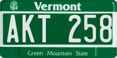 VT license plate AKT258