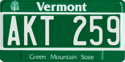 VT license plate AKT259