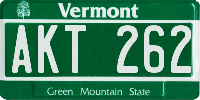 VT license plate AKT262