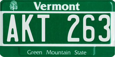VT license plate AKT263