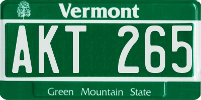 VT license plate AKT265