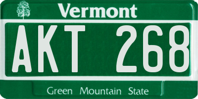 VT license plate AKT268