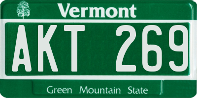 VT license plate AKT269
