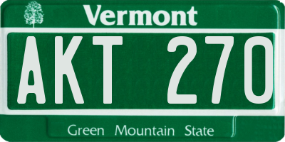 VT license plate AKT270