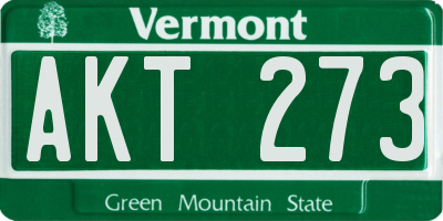 VT license plate AKT273