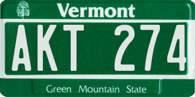 VT license plate AKT274