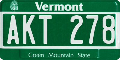 VT license plate AKT278