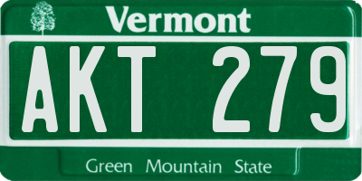 VT license plate AKT279