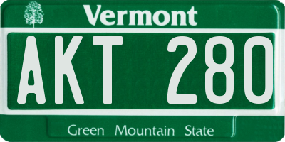 VT license plate AKT280